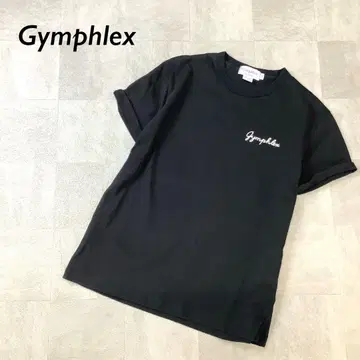 Gymphlex 로고 자수 티셔츠 롤업 소매 반팔 블랙