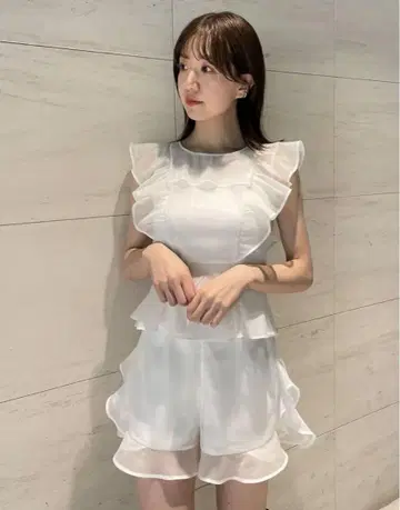 오간자 프릴 화이트 셋업