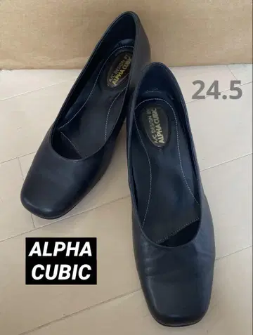 ALPHA CUBIC 블랙 천연 가죽 펌프스