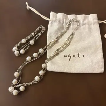 agete 펄 목걸이 팔찌 세트