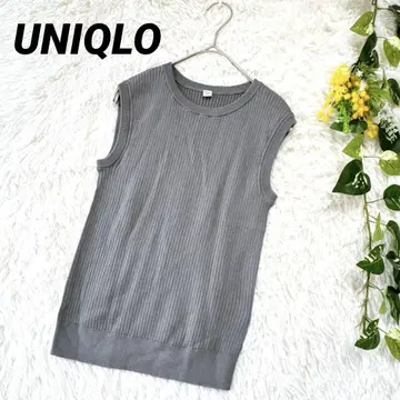유니클로 UNIQLO 슬리브리스 니트 스웨터 크루넥 면 XS 여름