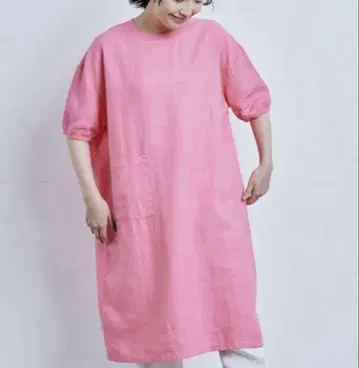 나카가와 마사시치 상점 린넨 티셔츠 원피스 핑크