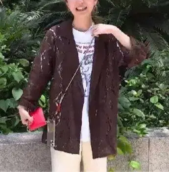 KBF KBF 브라운 레이스 테일러드 자켓