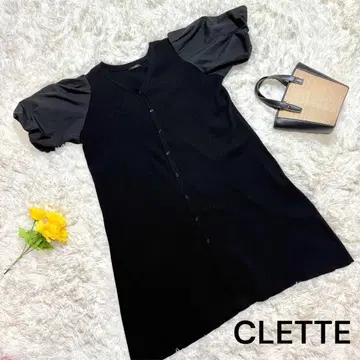 clette 반팔 니트 롱 원피스 퍼프 슬리브 3L 쿠레트