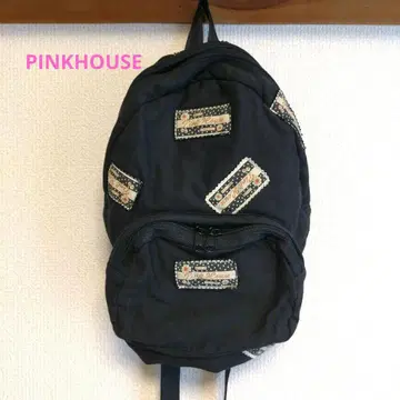Pink House 패치워크 백팩 필기체 핑크 하우스 로고