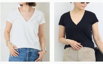 매디슨 블루 DEEP V NECK T 00 화이트 블랙 2장