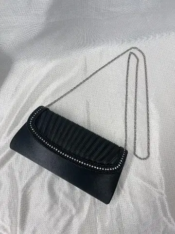 가격 인하 블랙 펄 장식 플리츠 파티 백