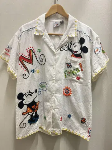 레어 빈티지 80년대 미키 Mickey & Co. 자수 셔츠