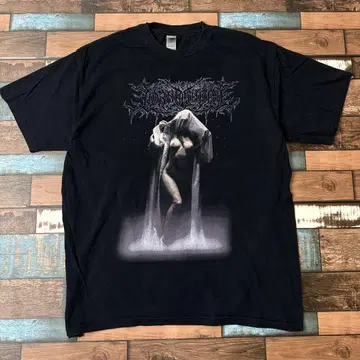 남성용 구제 의류 로나 쇼어 lorna shore 밴딩 반팔 티셔츠 블랙