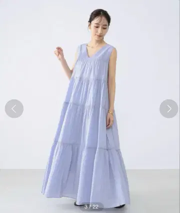 누키테파 ne Quittez pas 도비 개더 슬리브리스 원피스