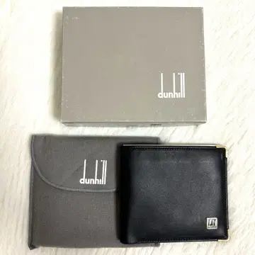 던힐 던힐 두겹 지갑 스퀘어 얇은 타입 천연 가죽 블랙