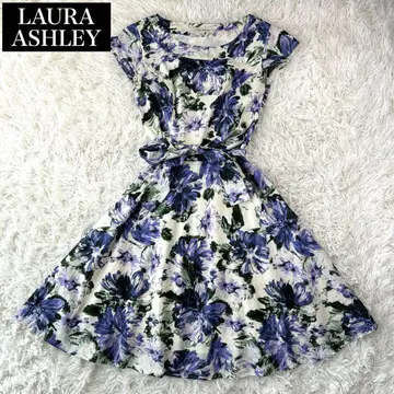 LAURA ASHLEY 롱 원피스 반팔 꽃무늬 플라워 퍼플 봄/여름