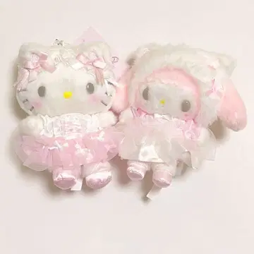 산리오 마스코트 홀더 화이트 고양이 발레리나 마이멜로디 세트