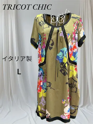 대특가 TRICOT CHIC 이탈리아제 꽃무늬 디자인 원피스 L