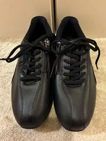 MIZUNO 사이드 지퍼 워킹화 블랙 22.5 가죽 블랙