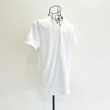 유니클로 리브 티셔츠 상의 M 화이트 V넥 심플 반팔 무지 여름