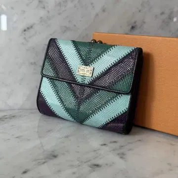ANNA SUI 안나수이 천연 가죽 멀티 컬러 스티치 접이식 지갑