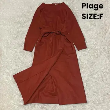Plage 슬릿 브라우징 롱 원피스 벨트 포함 라이트 브라운