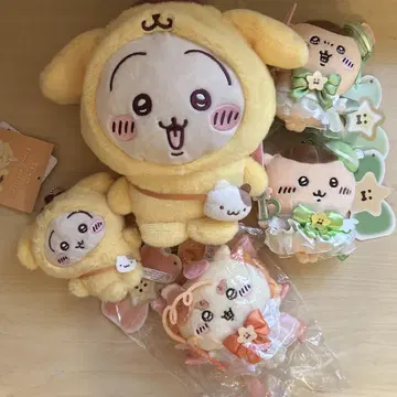 치이카와 산리오 캐릭터즈 토끼 폼폼푸딩 봉제 인형 마스코트