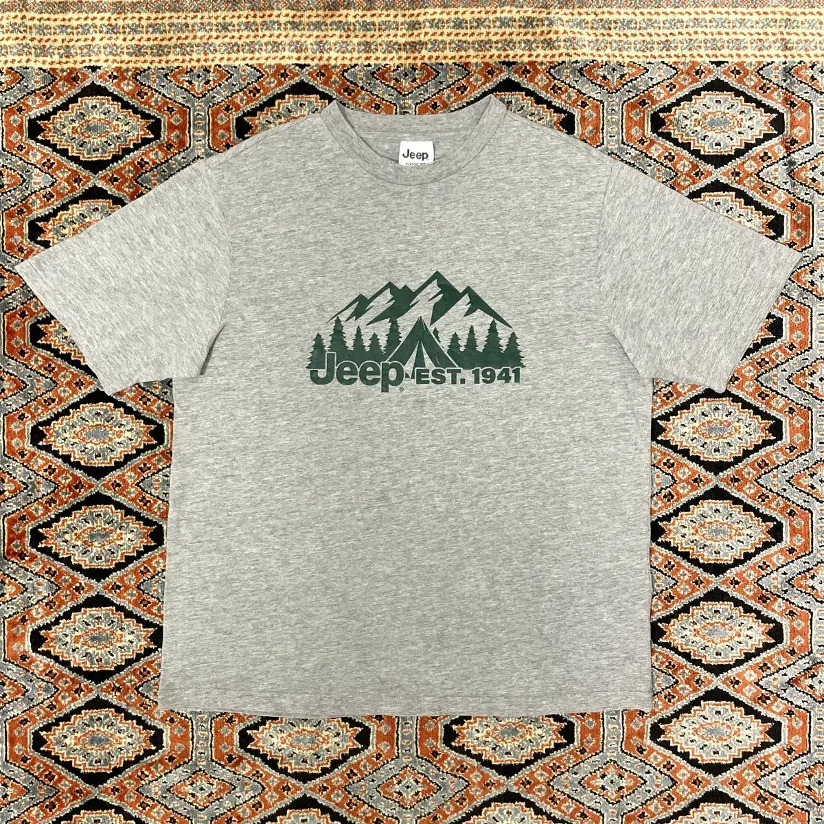 Jeep Mountain Printing Gray Men's Short Sleeve T-Shirt L