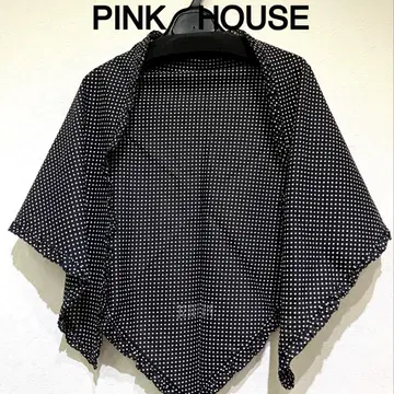 PINK HOUSE 블랙 화이트 도트 프릴 스톨