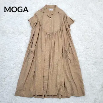 MOGA 모가 셔츠 원피스 도트 올 패턴 오버 사이즈 개더