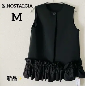 &.NOSTALGIA 프릴 밑단 베스트 블랙 베스트 [M]
