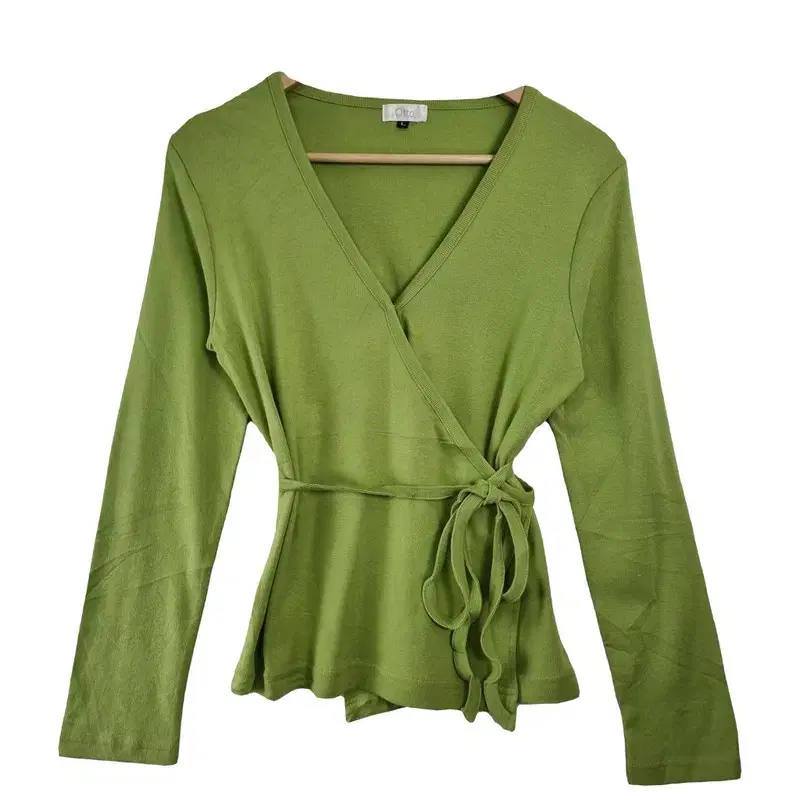 Unused OTTO Light Green Wrap V-neck Blouse [L] 100% Cotton
