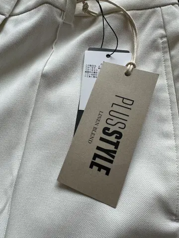 새상품 PLUSTYLE 화이트 와이드 팬츠 린넨 블렌드