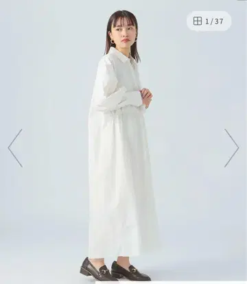 이번 시즌 빔즈 롱 셔츠 원피스 화이트 블랙