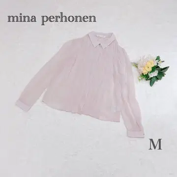 mina perhonen 미나 페르호넨 블라우스 긴팔 실크 카라 부착 M