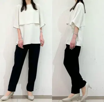세탁 가능 스트레치 조젯 레이어 티셔츠