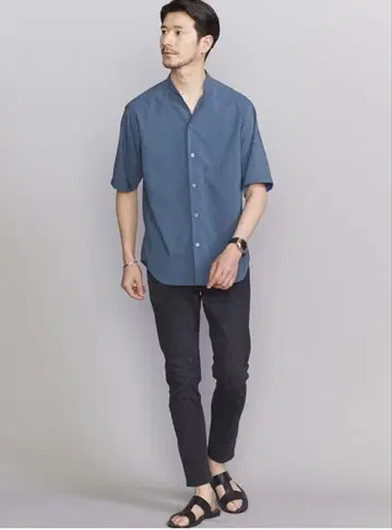 BEAUTY&YOUTH 네이비 반팔 셔츠