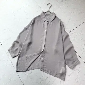 띠어리 럭스 블라우스 38 그레이 시어한 느낌의 비침