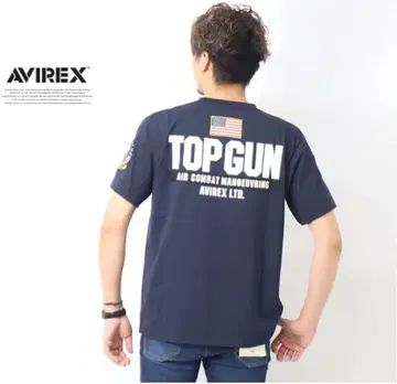AVIREX 아비렉스 반팔 티셔츠 TOP GUN 탑건 네이비 XL