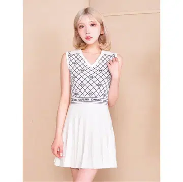 다리치 플리츠 니트 미니 원피스
