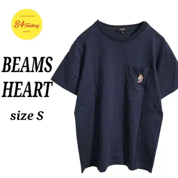 BEAMS HEART 숏 슬리브 반팔 티셔츠 자수 디자인 사이즈 S