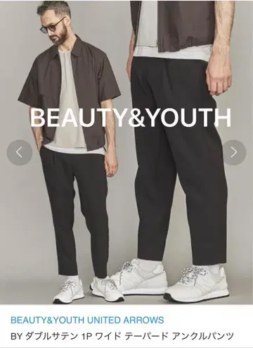 BEAUTY&YOUTH 더블 새틴 1P 와이드 테이퍼드 앵클 팬츠 M