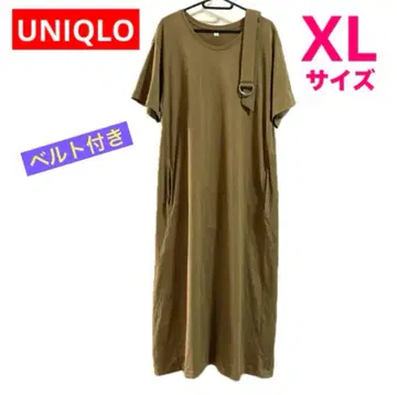 유니클로 벨트 티 원피스 롱 원피스 올리브 XL