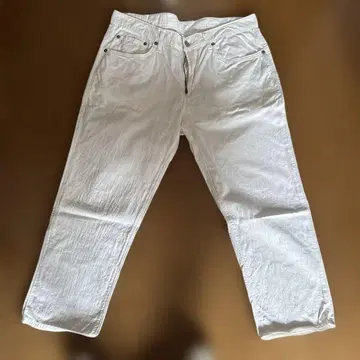 EDWIN 화이트 와이드 팬츠 XL 7부 길이