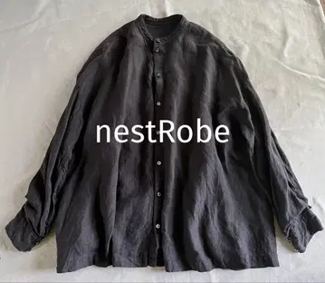 nestRobe 린넨 밴드 카라 개더 블라우스