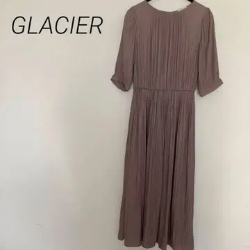 연보라색 플리츠 반팔 롱 원피스