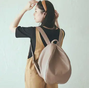 모리노가쿠코 코론토 백팩 고급 PU 가죽 L 사이즈 그레이 베이지