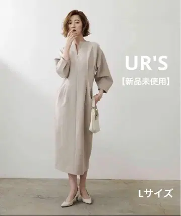 UR'S 오피스 스키 넥 턱 허리 원피스 [새상품]
