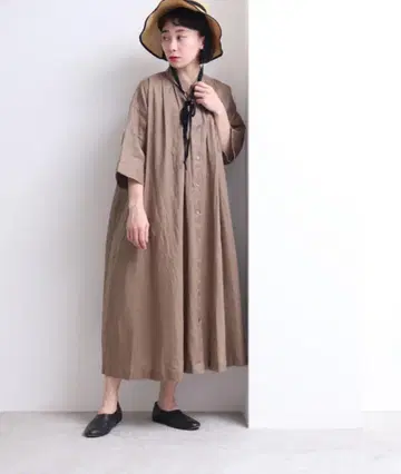 yuni 린넨 A 라인 셔츠 원피스