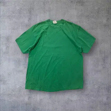 [USA제] 90s 무지 싱글 스티치 반팔 티셔츠 그린 XL 빈티지