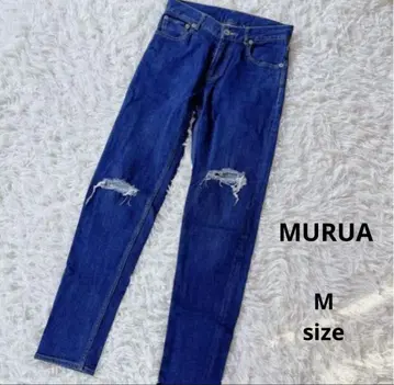 MURUA 여성용 데님 스키니 팬츠 M 청바지 데미지 데님