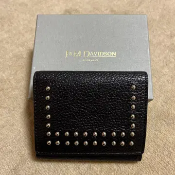 J&M DAVIDSON 가죽 스터드 3단 폴더형 지갑 블랙 네이비 베이지