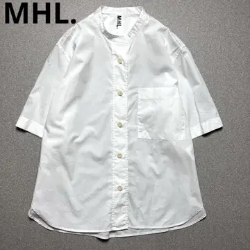 MHL. GARMENT DYE BASIC POPLIN 밴드 카라 셔츠