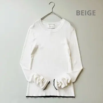 베이지 BEIGE 레이온 바이컬러 리브 니트